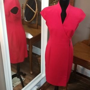 Calvin Klein red dress midi size 6 NWOT